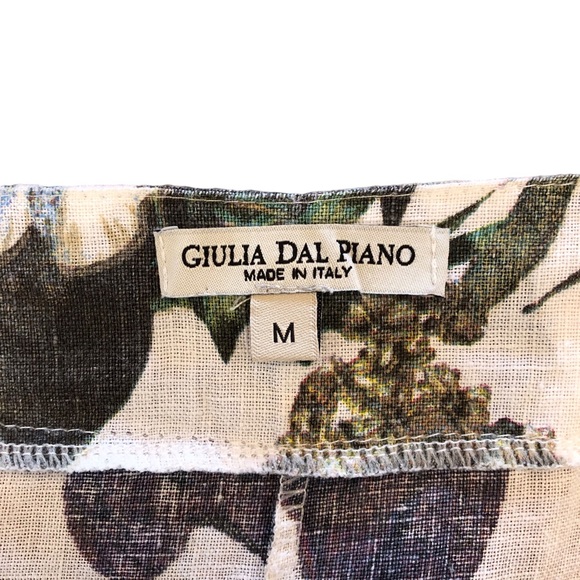Linen Giulia Dal Piano Casual Floral Dress Size M - Picture 3 of 4